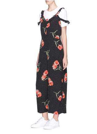 Figure View - Click To Enlarge - TOPSHOP - Floral polka dot print cold shoulder jumpsuit