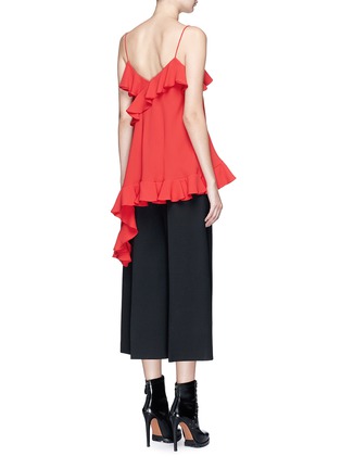 Back View - Click To Enlarge - ALEXANDER MCQUEEN - Asymmetric ruffle crepe camisole top