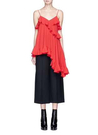 Main View - Click To Enlarge - ALEXANDER MCQUEEN - Asymmetric ruffle crepe camisole top