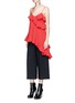 Figure View - Click To Enlarge - ALEXANDER MCQUEEN - Asymmetric ruffle crepe camisole top