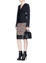 Figure View - Click To Enlarge - ALEXANDER MCQUEEN - 'Wishing Tree' leather panel tweed pencil skirt