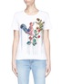 Main View - Click To Enlarge - ALEXANDER MCQUEEN - Bird floral appliqué fringed T-shirt