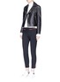 Figure View - Click To Enlarge - ALEXANDER MCQUEEN - Leather whipstitch wool-blend cropped suiting pants