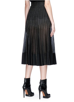 Back View - Click To Enlarge - ALEXANDER MCQUEEN - Metallic piping silk knit pleated skirt