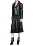 Figure View - Click To Enlarge - ALEXANDER MCQUEEN - Metallic piping silk knit pleated skirt