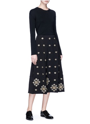Figure View - Click To Enlarge - ELIZABETH AND JAMES - 'Lottie' floral embellished crepe midi skirt
