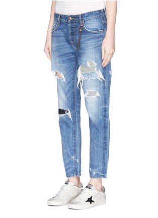 Front View - Click To Enlarge - 72877 - 'Savanna' distressed slim cut jeans