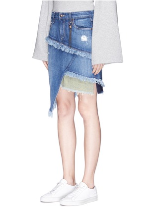 Front View - Click To Enlarge - 72877 - 'Elseya' distressed asymmetric layered denim skirt