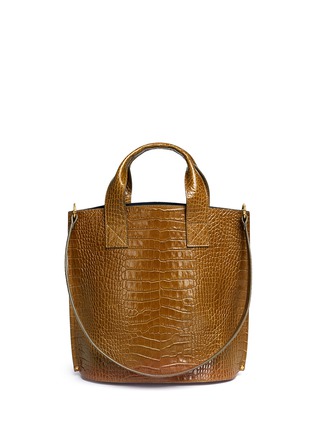 Main View - Click To Enlarge - TRADEMARK - 'Estella Aubuck' croc embossed leather tote