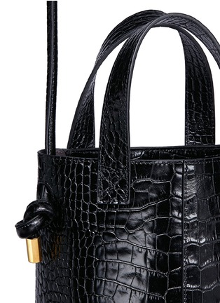 Detail View - Click To Enlarge - TRADEMARK - 'Garden' croc embossed leather bucket bag