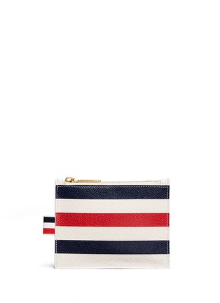 Main View - Click To Enlarge - THOM BROWNE  - Stripe pebble grain small zip pouch