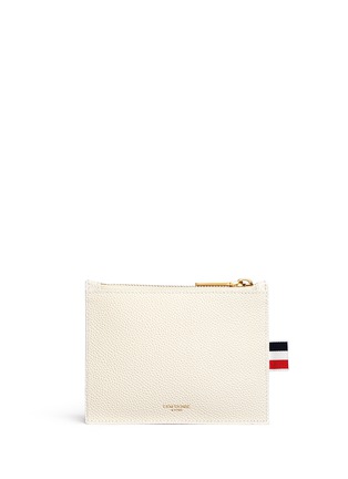 Figure View - Click To Enlarge - THOM BROWNE  - Stripe pebble grain small zip pouch