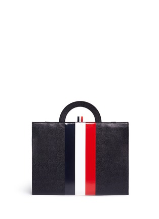 Detail View - Click To Enlarge - THOM BROWNE  - 'Trompe-l'œil' stripe panel leather document holder