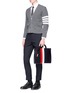 Figure View - Click To Enlarge - THOM BROWNE  - 'Trompe-l'œil' stripe panel leather document holder