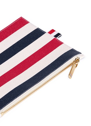 Detail View - Click To Enlarge - THOM BROWNE  - Stripe pebble grain large zip pouch