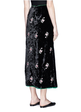 Back View - Click To Enlarge - MS MIN - Floral embroidered crushed velvet midi skirt