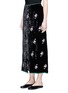Front View - Click To Enlarge - MS MIN - Floral embroidered crushed velvet midi skirt