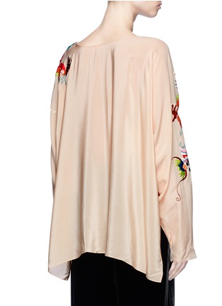 Back View - Click To Enlarge - MS MIN - Dragon embroidered batwing sleeve silk crepe top