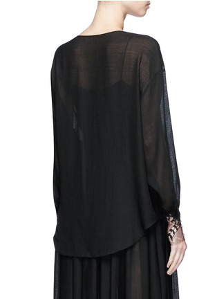 Back View - Click To Enlarge - MS MIN - Floral lace cuff long sleeve blouse