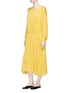 Figure View - Click To Enlarge - MS MIN - Batwing sleeve silk crepe dress