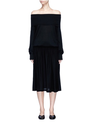 Main View - Click To Enlarge - MS MIN - Convertible off-shoulder wool knit dress