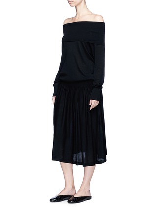 Figure View - Click To Enlarge - MS MIN - Convertible off-shoulder wool knit dress