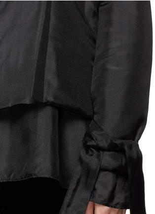 Detail View - Click To Enlarge - MS MIN - Belted double layer silk satin jacket