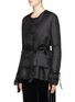 Front View - Click To Enlarge - MS MIN - Belted double layer silk satin jacket