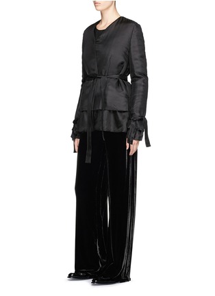 Figure View - Click To Enlarge - MS MIN - Belted double layer silk satin jacket