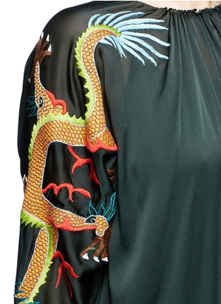Detail View - Click To Enlarge - MS MIN - Dragon embroidered silk charmeuse shift dress