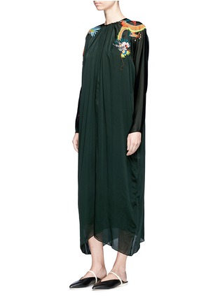 Figure View - Click To Enlarge - MS MIN - Dragon embroidered silk charmeuse shift dress