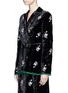 Front View - Click To Enlarge - MS MIN - Floral embroidered crushed velvet wrap top
