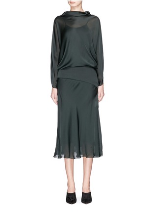 Main View - Click To Enlarge - MS MIN - Batwing sleeve silk shift dress