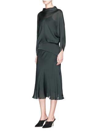 Figure View - Click To Enlarge - MS MIN - Batwing sleeve silk shift dress