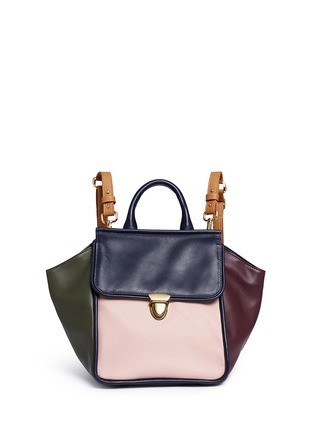 Main View - Click To Enlarge - A-ESQUE - 'Box Box Backpack' in colourblock leather