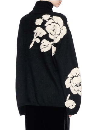 Figure View - Click To Enlarge - MS MIN - Floral intarsia oversized turtleneck sweater