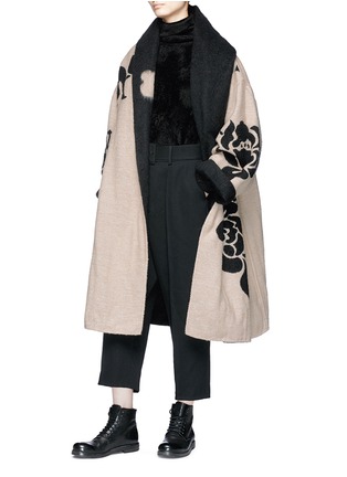 Figure View - Click To Enlarge - MS MIN - Floral jacquard oversized wool blend felt coat