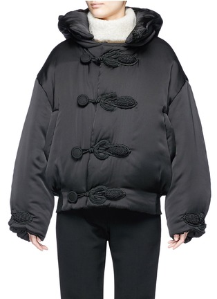 Main View - Click To Enlarge - MS MIN - Knot rouleau loop button hooded bomber jacket
