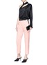 Figure View - Click To Enlarge - LANVIN - Satin trim waistband cropped wool suiting pants