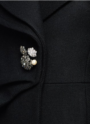 Detail View - Click To Enlarge - LANVIN - Swavorski crystal brooch pleated wool blend coat