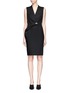 Main View - Click To Enlarge - LANVIN - Swarovski crystal brooch pleated wool twill dress