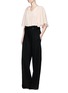 Figure View - Click To Enlarge - LANVIN - Mother of pearl floral mock wrap silk crepe top