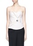 Main View - Click To Enlarge - LANVIN - Jewelled brooch mock wrap strapless bustier top