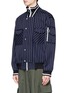 Front View - Click To Enlarge - STAFFONLY - 'Unionn' collar underlay pinstripe bomber jacket