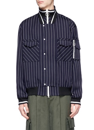 Main View - Click To Enlarge - STAFFONLY - 'Unionn' collar underlay pinstripe bomber jacket