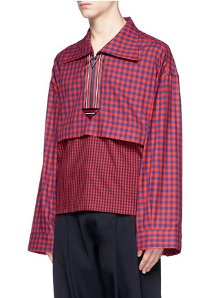 Front View - Click To Enlarge - STAFFONLY - 'Tangier' gingham check patchwork shirt