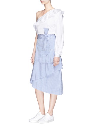 Figure View - Click To Enlarge - TIBI - Pleated stripe skirt