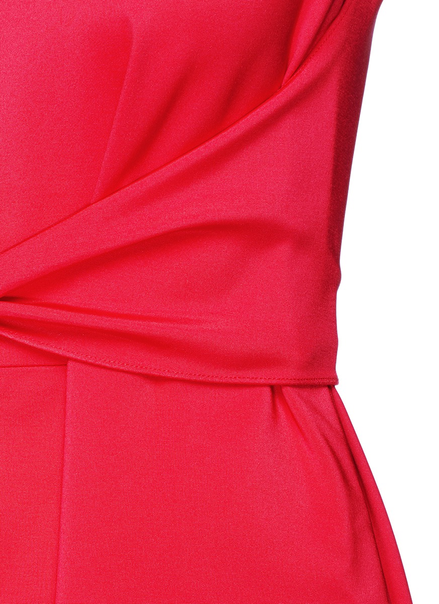 TIBI Tie Waist Stretch Faille Jumpsuit in Scarlet Red | ModeSens