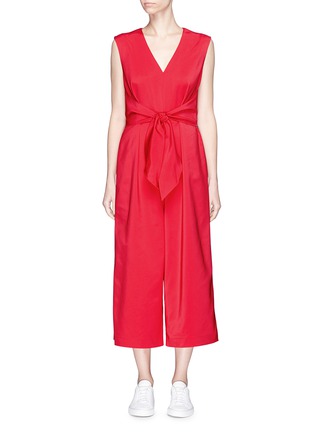 Main View - Click To Enlarge - TIBI - Tie waist stretch faille jumpsuit