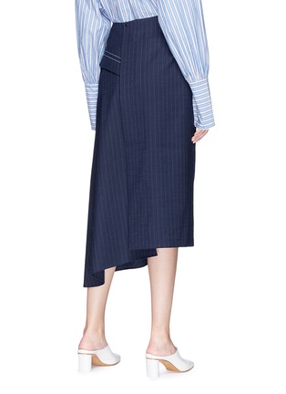 Back View - Click To Enlarge - TIBI - 'Delmont' pinstripe asymmetric drape virgin wool blend skirt